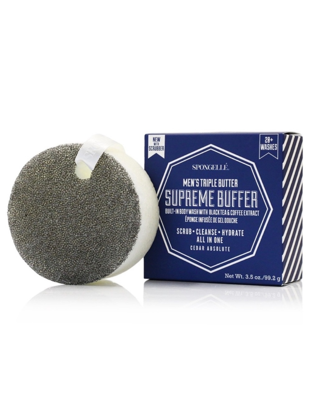 Spongelle Men's Triple Butter Supreme Body Wash Infused Buffer in Cedar Absolute